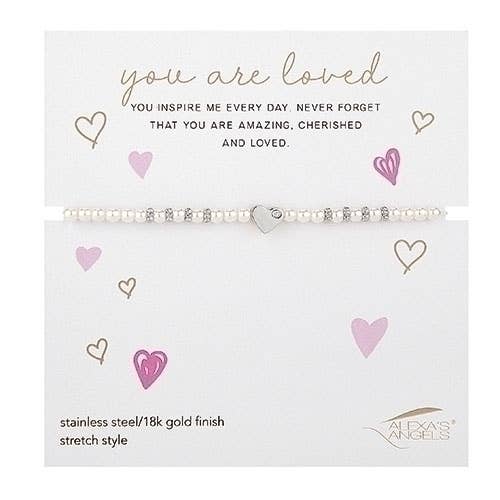 Silver Heart Stretch Bracelet in Gift Bag for wholesale by Roman