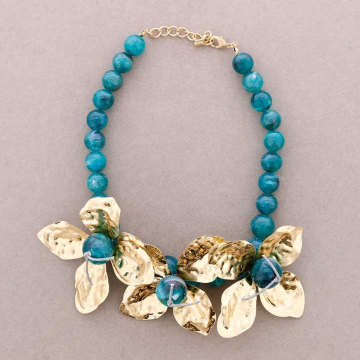 Sonata - Wholesale Snap Jewelry - Metal Bead Flower Choker1