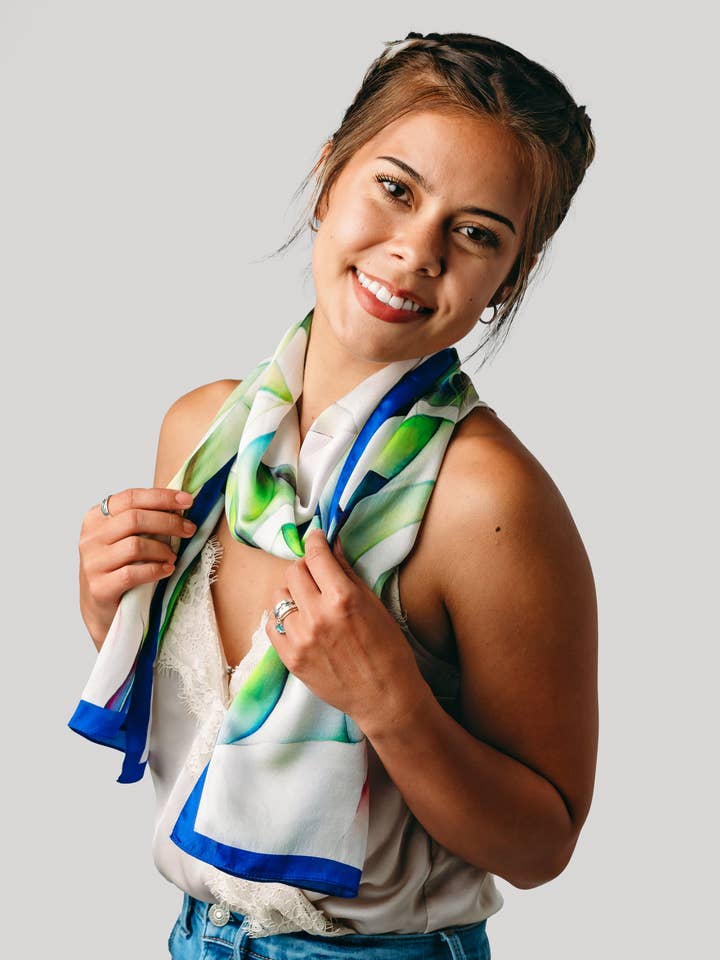 Sciarpa astratta di seta - Sciarpa floreale giglio - Sciarpa trasparente primavera per la vendita all'ingrosso da parte di Silk Squirrel