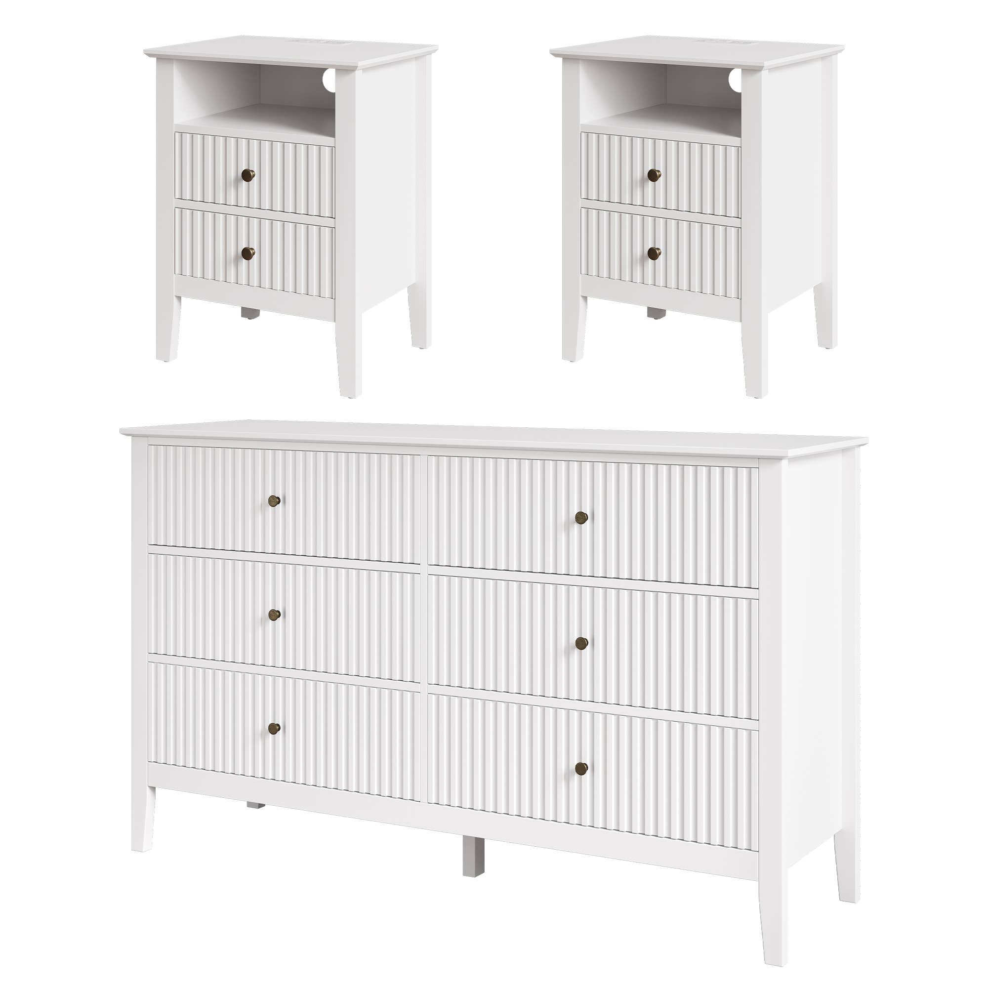 Heynemo - Wholesale Cabinet - Royalcraft 3-Piece Modern Furniture Set, 6 Drawer Dresser 3