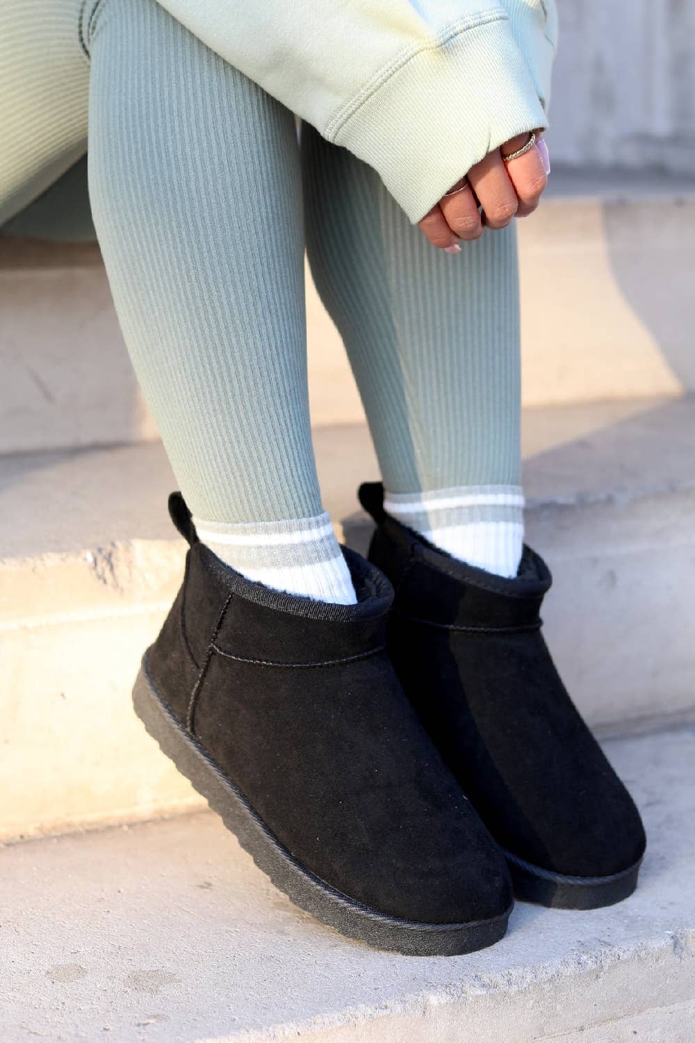 No Doubt Shoes - Wholesale Booties - Women's - WOMEN'S FAUX SUEDE ULTRA MINI LOW PLATFORM ANKLE BOOTS0