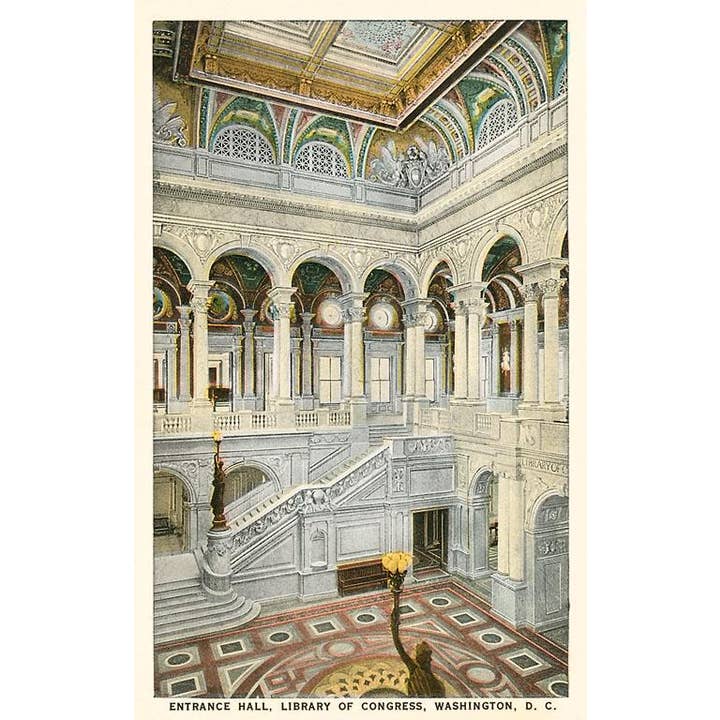 Postcard DC-315 Entrance Hall, Library of Congress for wholesale by Found Image Press