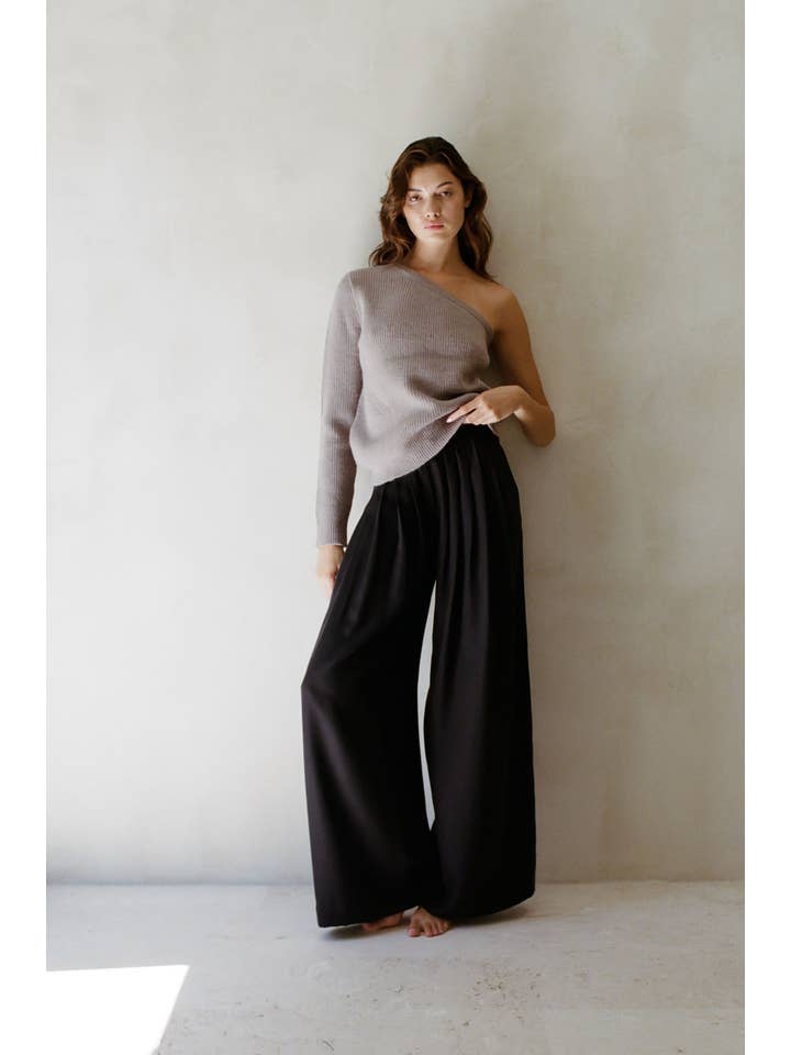 By Together - Wholesale Knit Top - Women's - AW1016 | Knit Sweater One Shoulder Long Sleeve Pullover