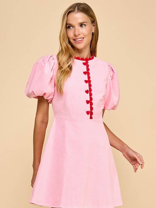 Pink CD05124-Pink Corduroy Fit and Flare Dress for wholesale on Faire0