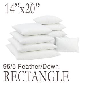 ComfyDown 95% Feather 5% Down 14 x 20 Rectangle Decorative Pillow Insert Sham Stuffer - Made in USA