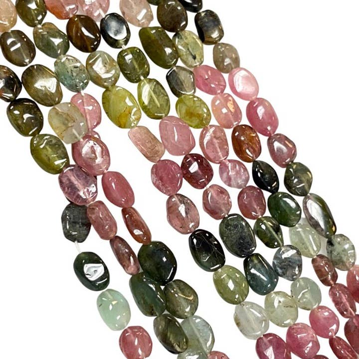 TRIVENI USA INC - Wholesale Beads - Tourmaline Gemstone Smooth Oval Beads Strands 7x5mm 4