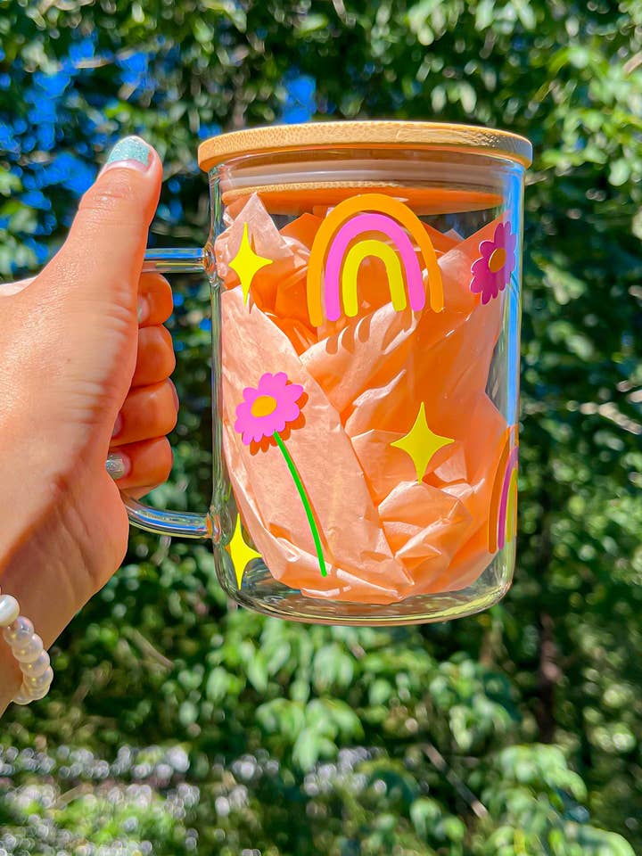 Pink Retro Glass Cup for wholesale by Pursuit of creations