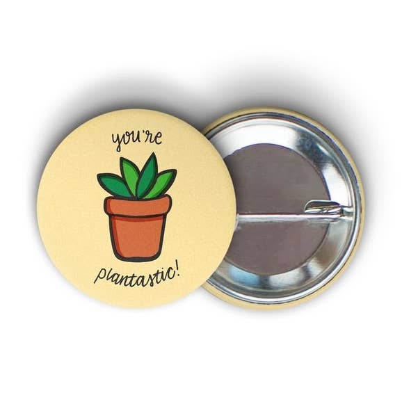 Du är Plantastic Round Pin-back Button för wholesale av RAD Stickers + Doodads