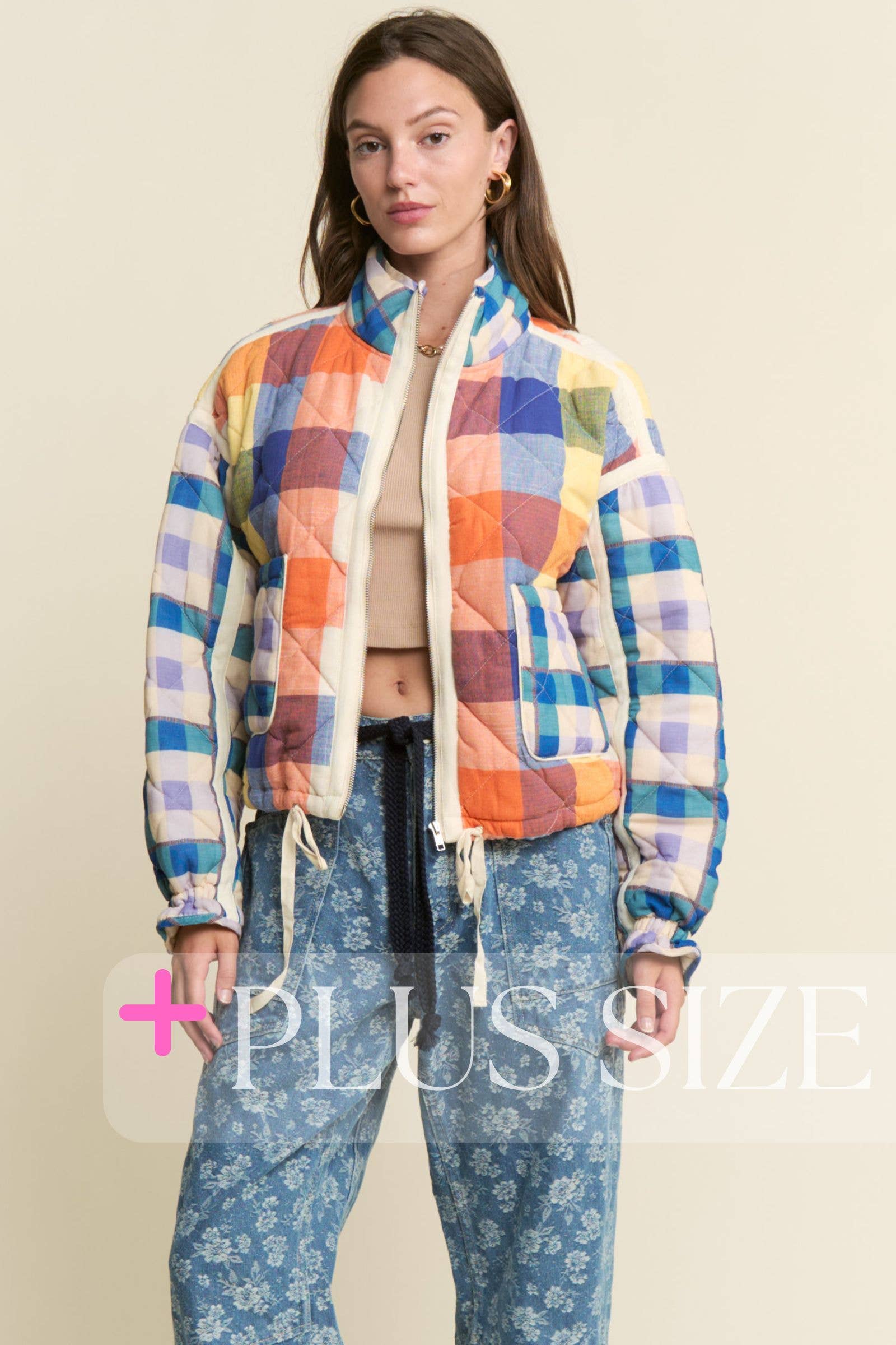 J.NNA - Wholesale Jacket – Women's - Multi-color Plaid Puffer Jacket