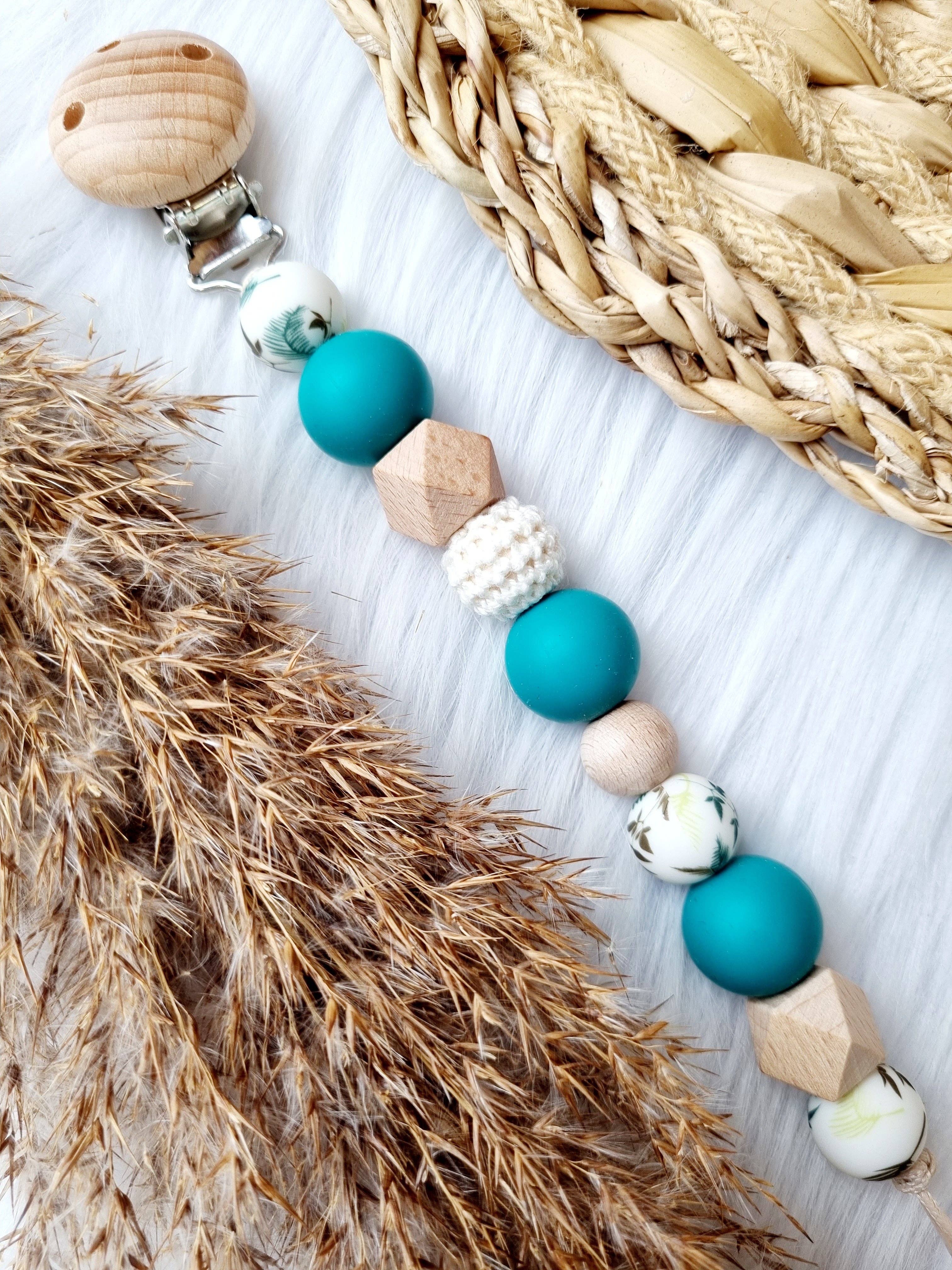 Happy by Lies – Clips para chupeta - Bebé por atacado – Speenkoord Leave mix, esmeralda0