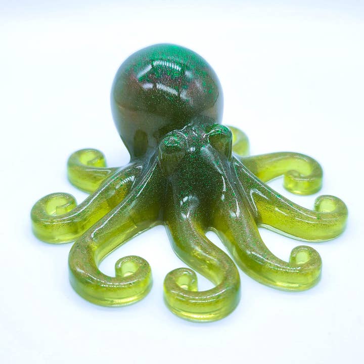 Eco-Friendly Epoxy Resin Octopus with Holographic Mica #3 for wholesale by Slightly Askew Art