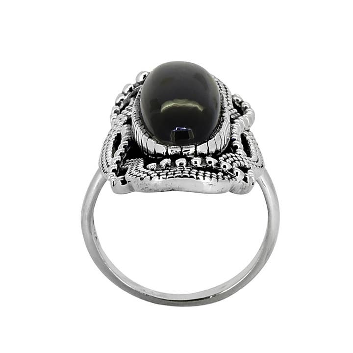 Tiramisu - Wholesale Cocktail/statement ring - 925 Sterling Silver Black Onyx Gemstone Bohemian Rings4