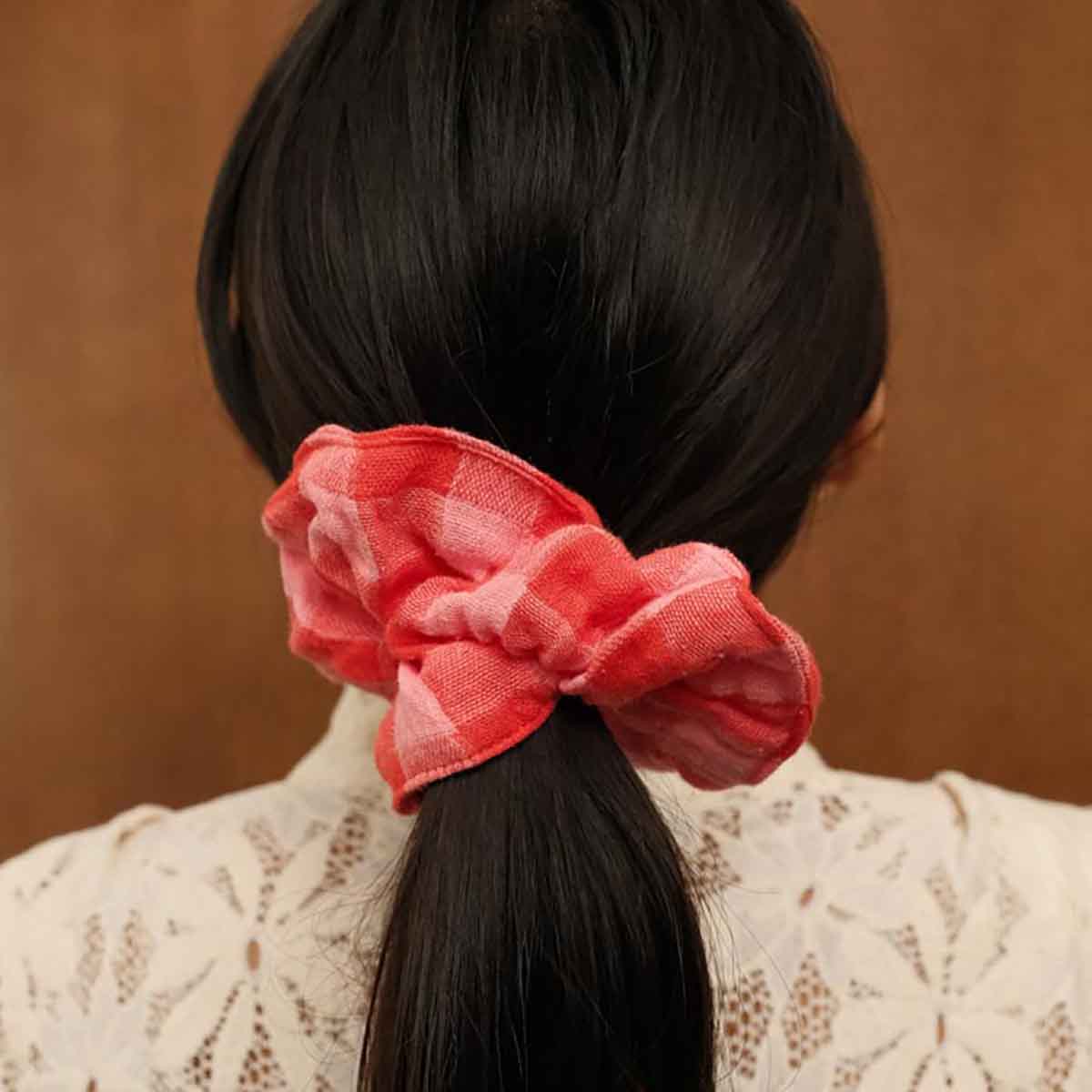 Rose in April - Wholesale Hair Accessories Set - Women's - SCRUNCHIE VICHY PINK / RED1