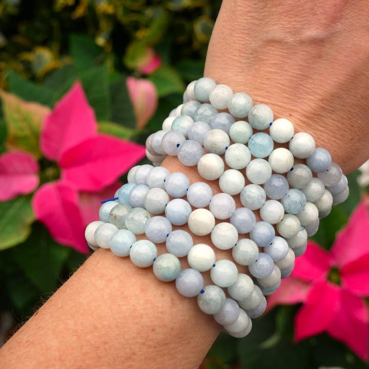 The Healing Sanctuary - Wholesale Prayer Beads Bracelet - Aquamarine Beaded Bracelet 8mm0