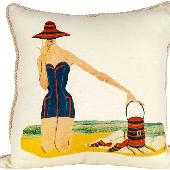 Nautical/ Picnic at the Beach Pillow for wholesale by Ox Bow Decor