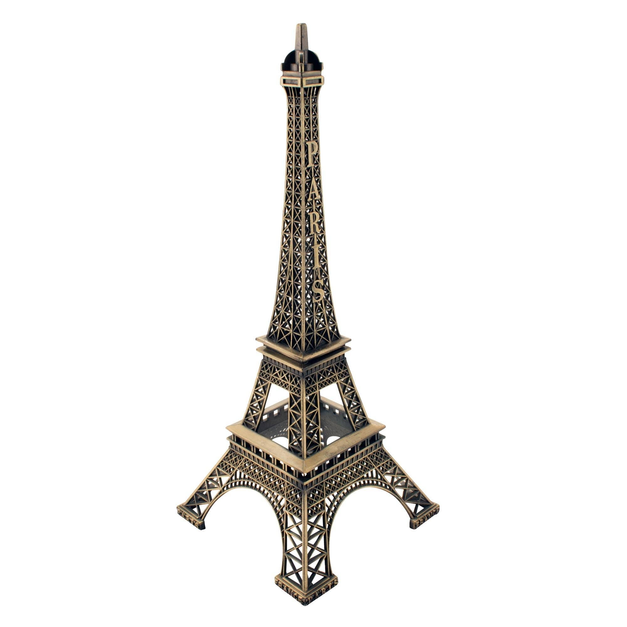 Metal Eiffel Tower Sculpture 10" Tall Bronze for wholesale on Faire0