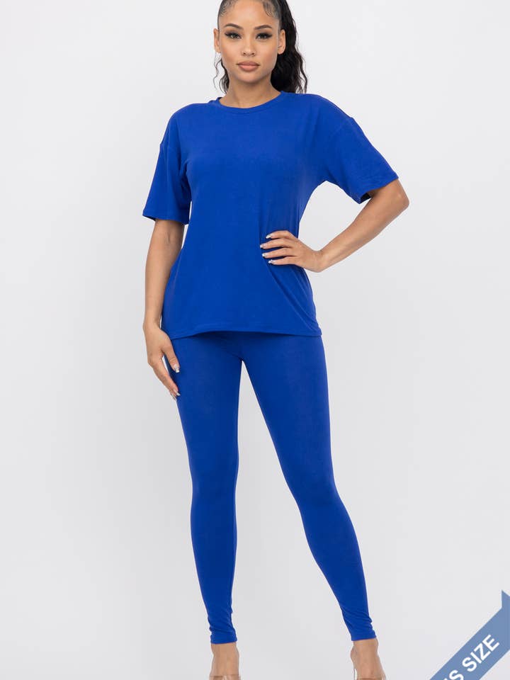 Julia by LoveJ - Wholesale Top & Pant Set (NOT Loungewear) - Women's - Plus Size Brushed Dty Round Neck Top Leggings Set14