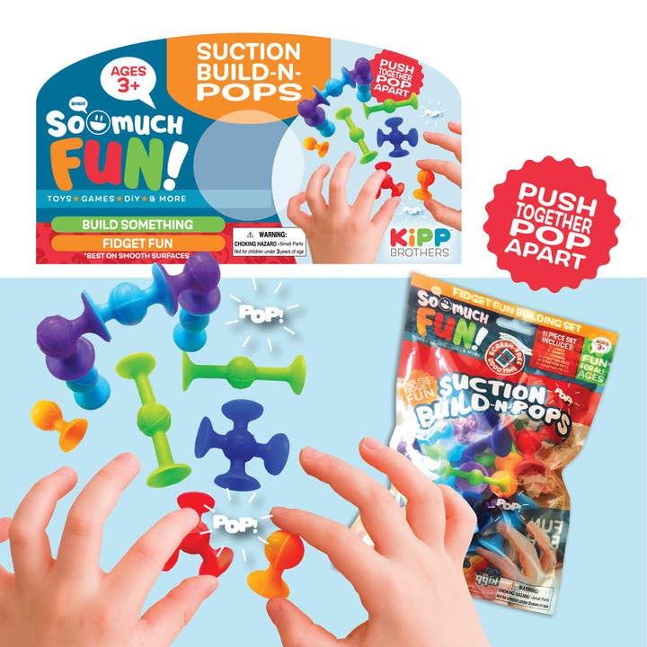 Novelty Closeout - Wholesale Fidget Toy - Kids - So Much Fun! Building Suction Pop Toy- 12/Pack