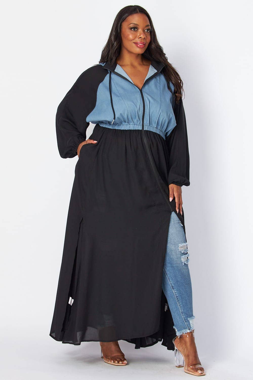 DENIM BLACK Plus Dress for wholesale on Faire2