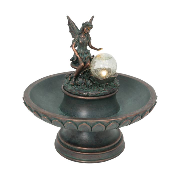 Discount 15.75"H Solar Lighted Resin Fa for wholesale by The Gerson Companies