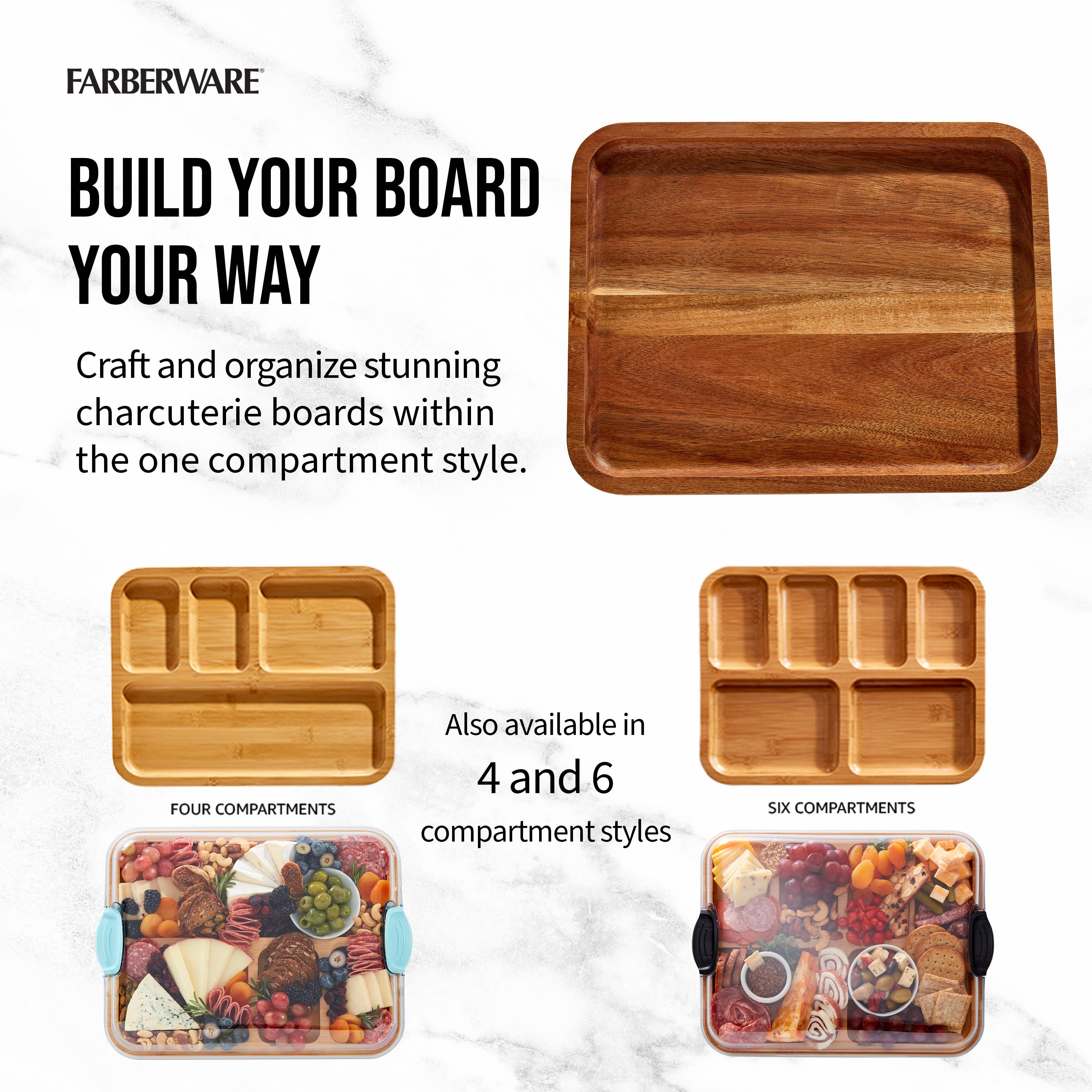 Lifetime Brands - Wholesale Cutting Board - Farberware Acacia Cutting Board with white handles3