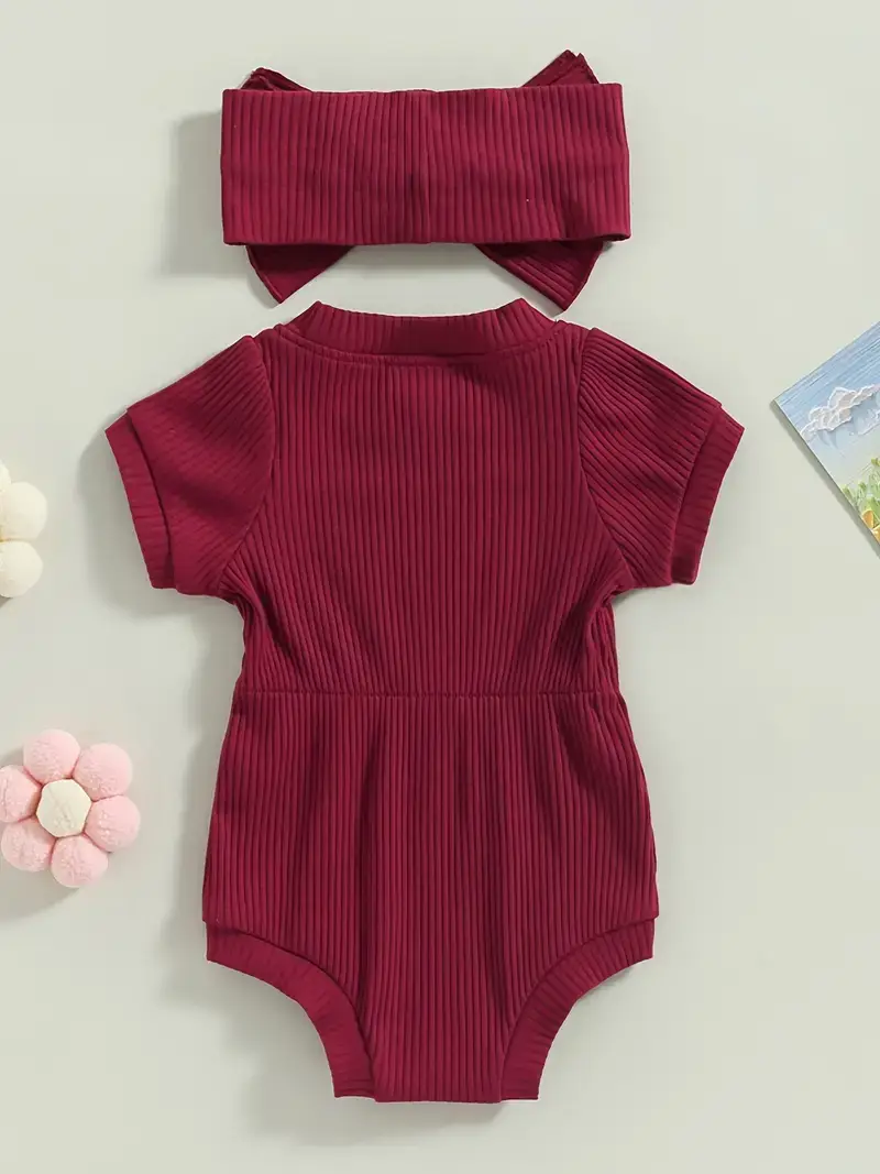 Lucky Avocado - Venta al por mayor Conjunto de ropa - Bebés - Moderno conjunto de mono de verano con diadema con lazo14