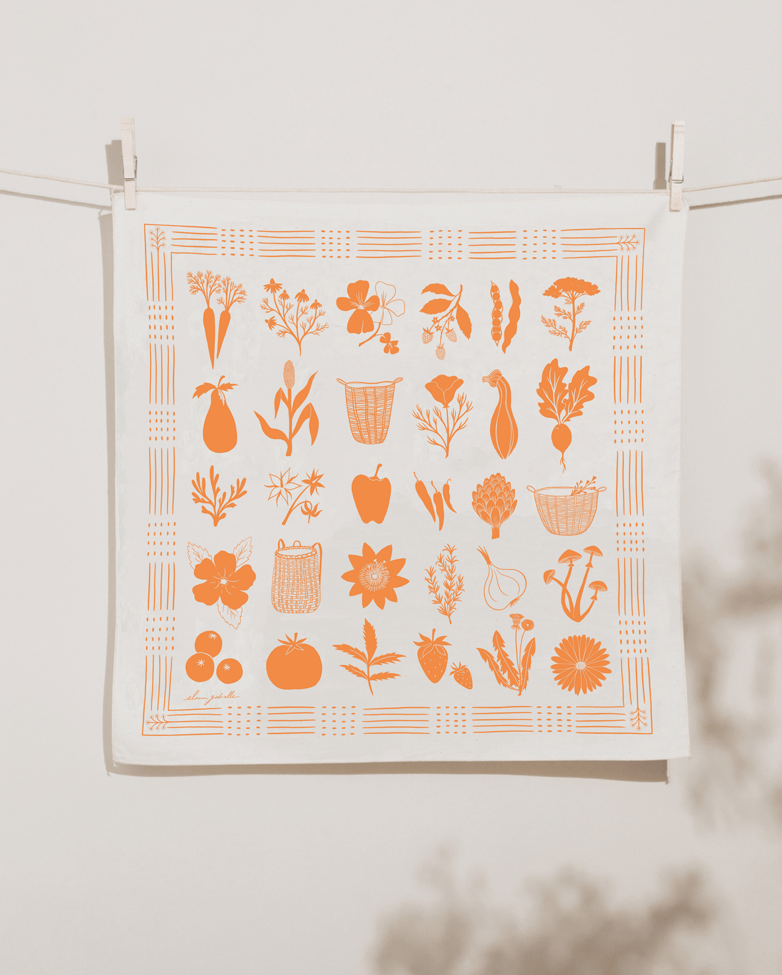 Elana Gabrielle - Wholesale Bandana - Women's - Forage Bandana - Screenprinted Cotton, Market Vegetables0
