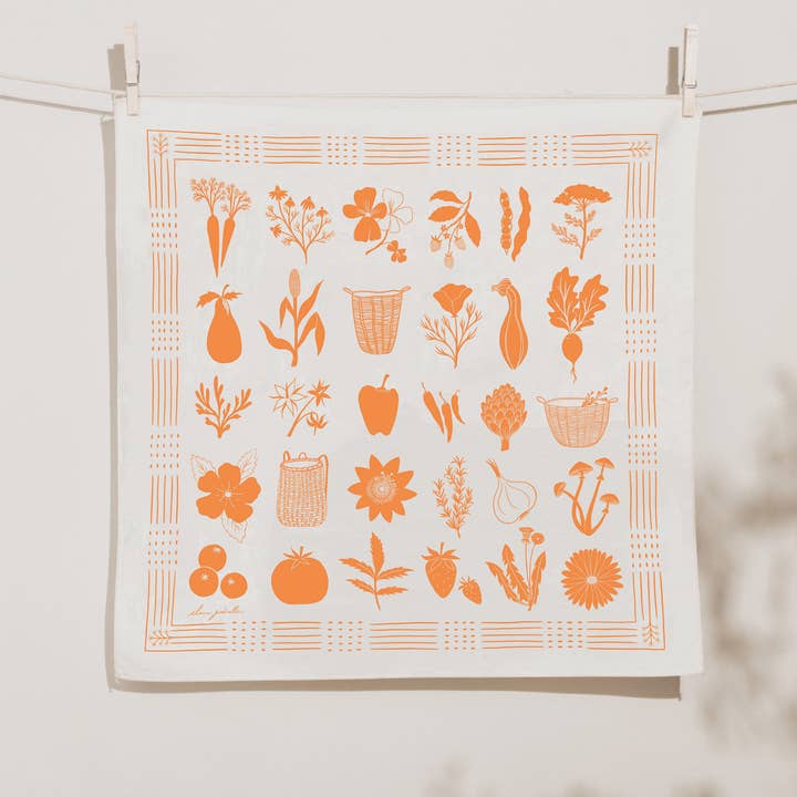 Elana Gabrielle - Wholesale Bandana – Women's - Forage Bandana - Screenprinted Cotton, Market Vegetables