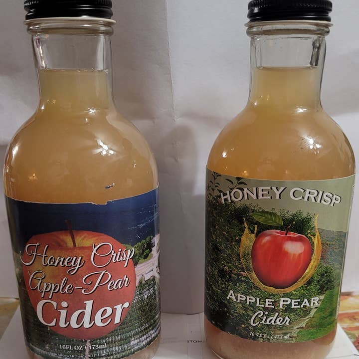 ALLVIEW ORCHARDS - Venta al por mayor Zumos de fruta - Sidra Sale-Honeycrisp de manzana y pera, botella de vidrio de 16 onzas, órgano