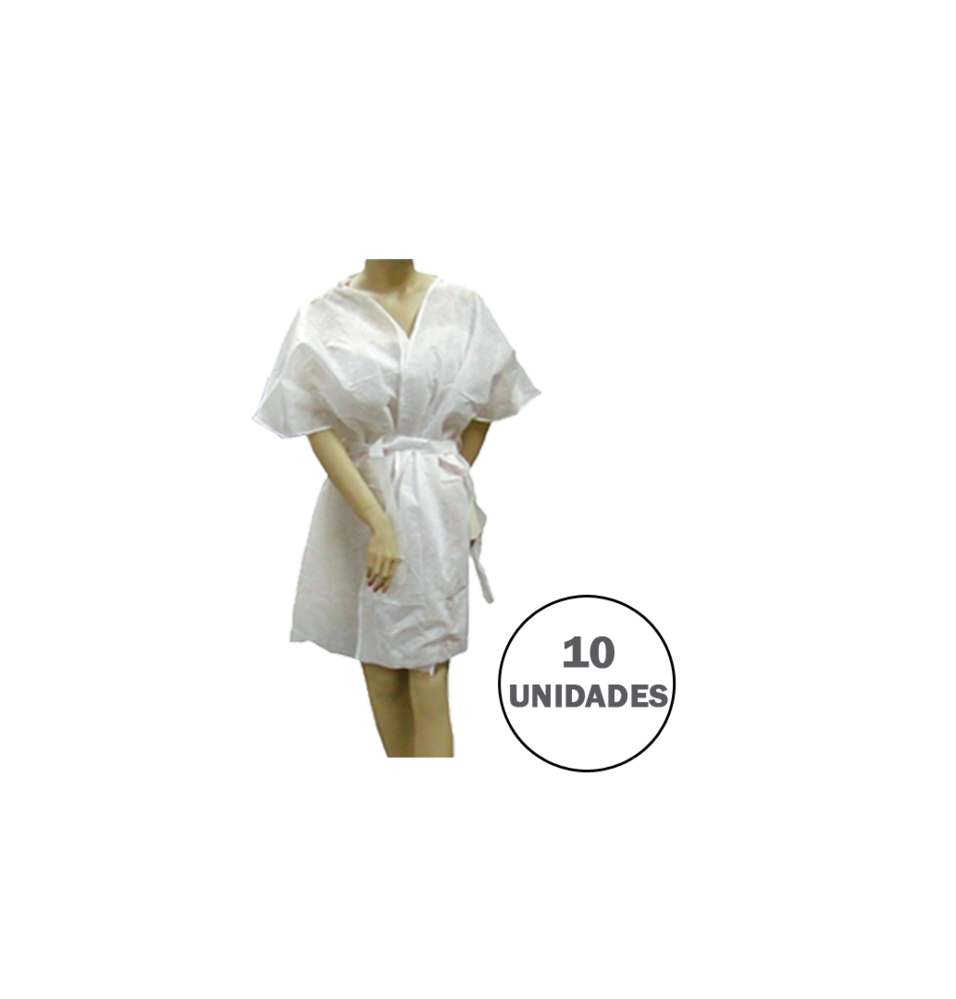 sesioMWorld - M·O·I Professional - Vente Serviettes à cheveux - Kimono jetable blanc en lot de 10, tissu non tissé 30 g/m²0