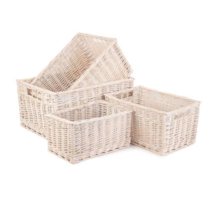 White Wash Storage Wicker Basket for wholesale by Red Hamper
