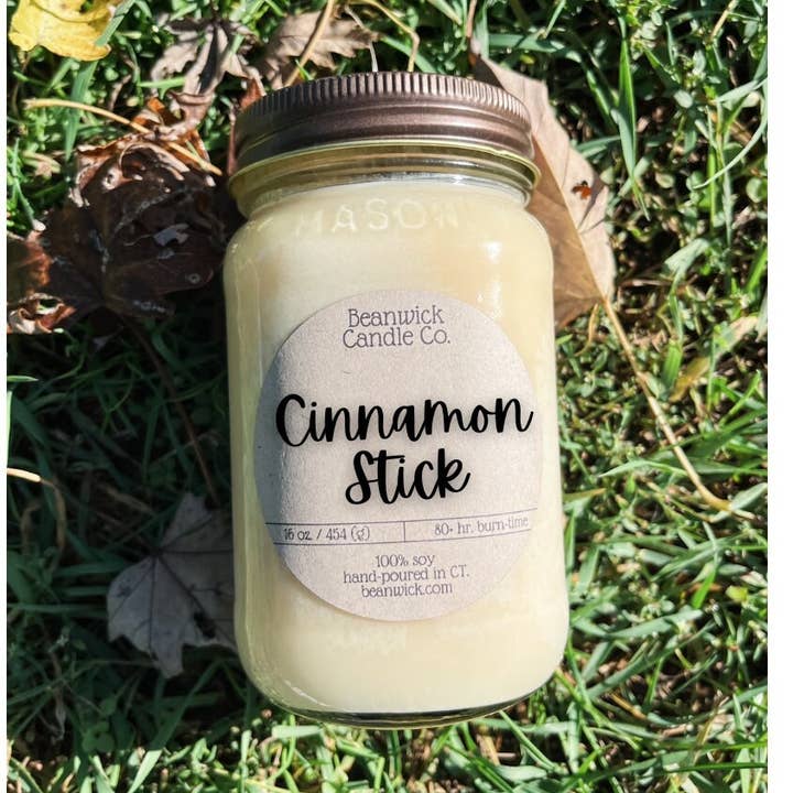 CINNAMON STICK Sojakaars in Mason Jar Uniek cadeau voor wholesale door Beanwick Candle Co.