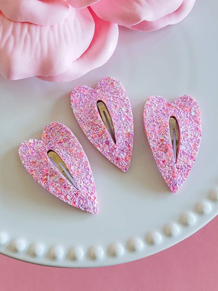Heart Snap Clip-Lover Girl Glitter voor wholesale door Dainty Delights Creations
