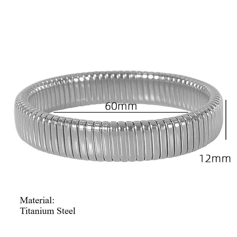 alberalkirk - Wholesale Bangle Bracelet - Titanium Steel Grooved Bangle Elastic Medical-Grade S5P2538