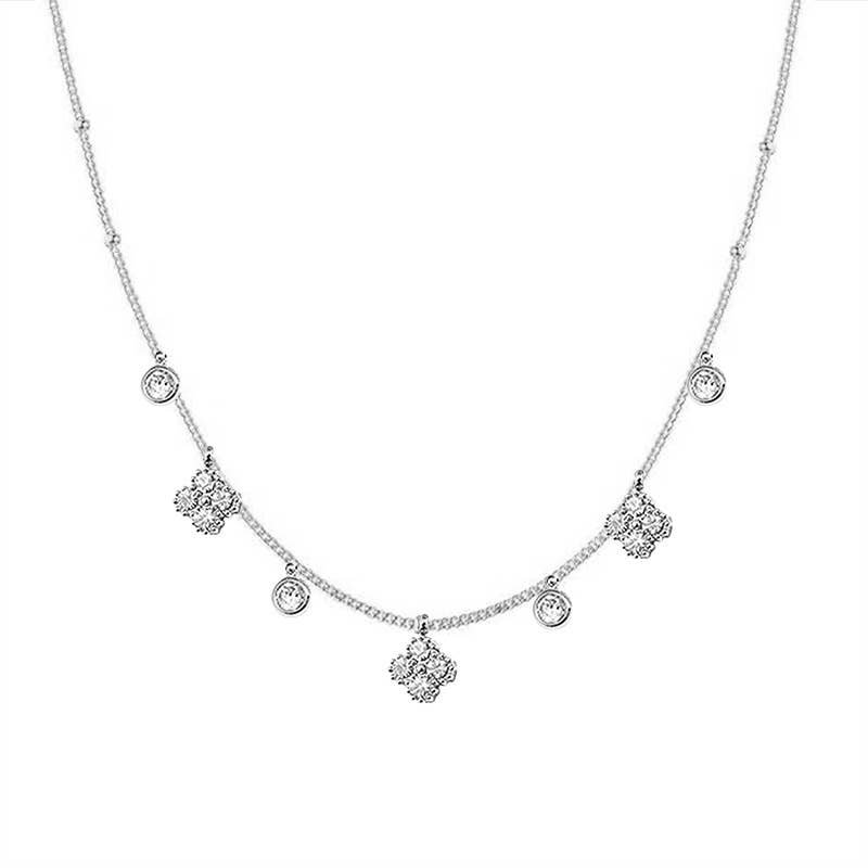 AMORINO SRL - Wholesale Pendant/Charm Necklace - NECKLACE WITH PENDANT FOUR-LEAF CLOVERS IN ZIRCON - YC25704B2560