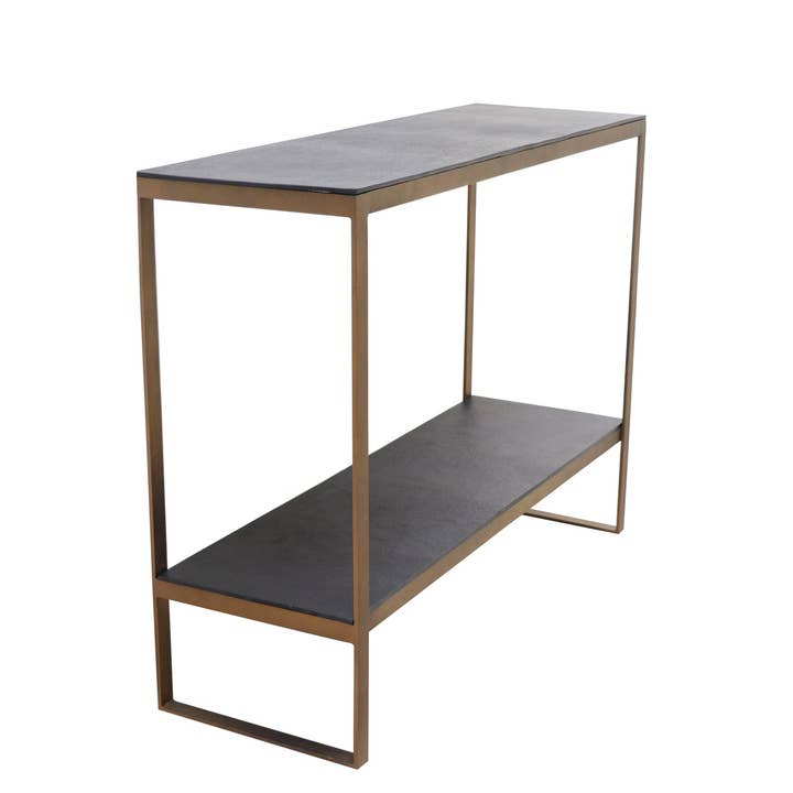 Aluminum Black Top Console Table w/ Brass Antique Stand for wholesale by BIDKhome