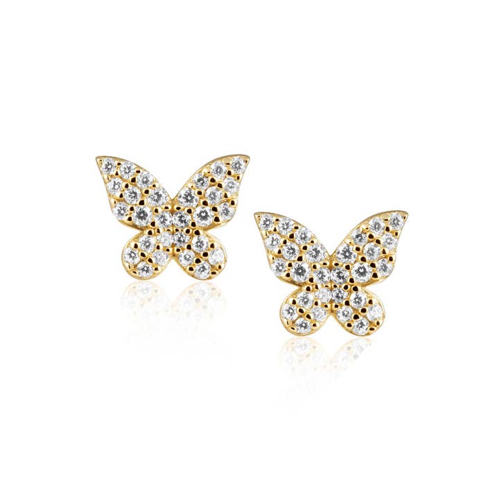 Sahira Jewelry Design - Wholesale Stud/Post Earrings - Elsie Pave Butterfly Studs1