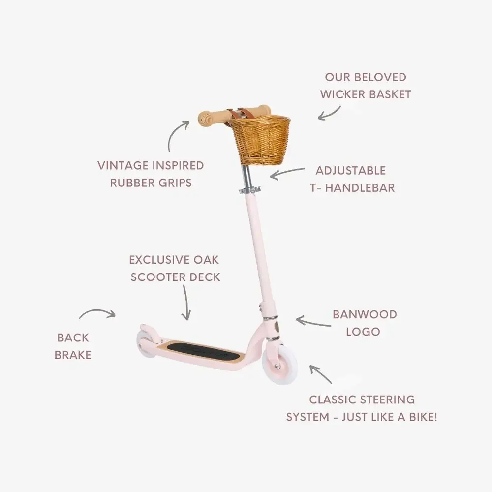 Banwood SL Europe - Vente Vélo et trottinette – enfant - TROTTINETTE MAXI VINTAGE BANWOOD - ROSE2