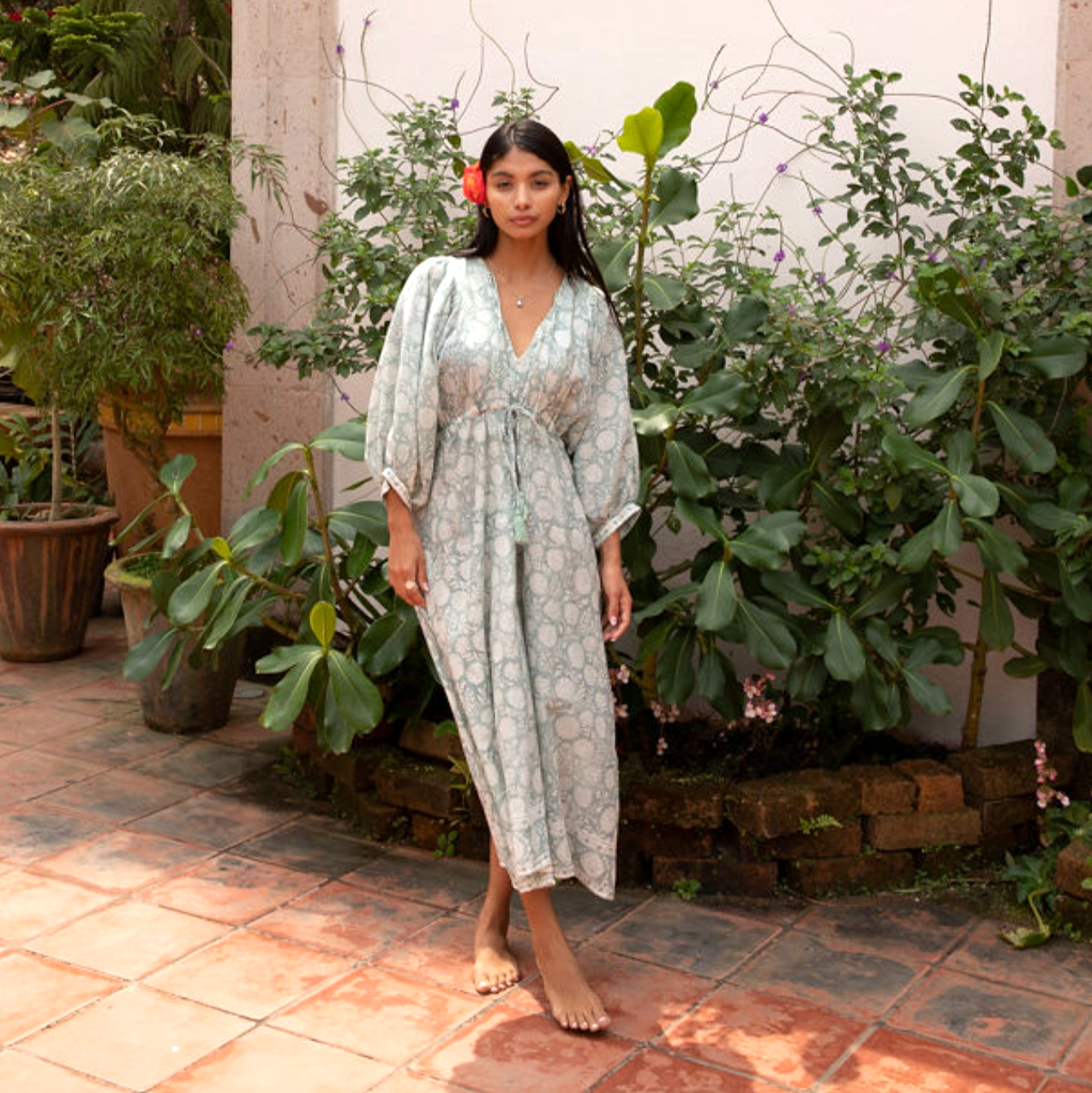 The Fox and The Mermaid - Wholesale Dress - Women's - Block Printed Drawstring Cotton Dress (Indra)14