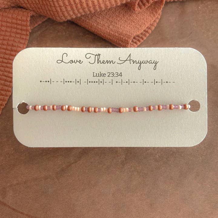 Seedy Beady Bracelets - Wholesale Beaded Bracelet - Love Them Anyway Morse Code Bracelet