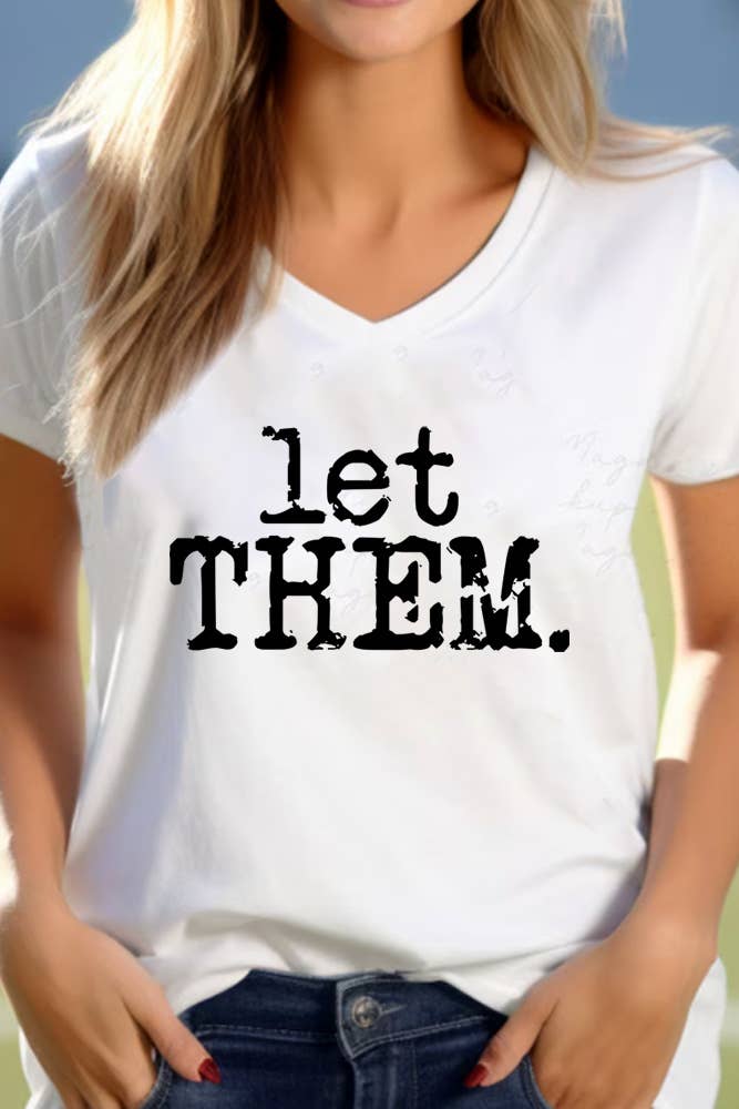 Top Avenue - Wholesale T-Shirt (Graphic) - Unisex - Let Them Retro Typewriter Unisex V Neck Tee8