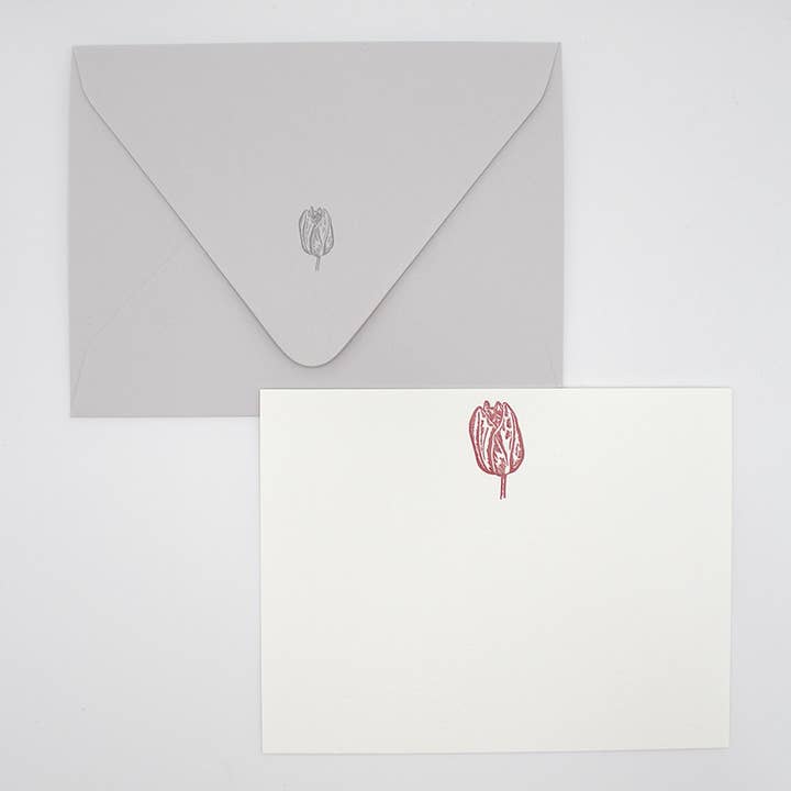 Rust Belt Love Paperie - Wholesale Stationery/Notecard Set - Tulip Flat Card Pack - Letterpress