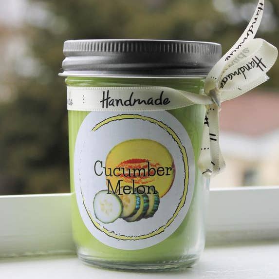 Vela de frasco de pedreiro de vidro de melão pepino Vela de pavio por atacado de Chubby Chico Charms