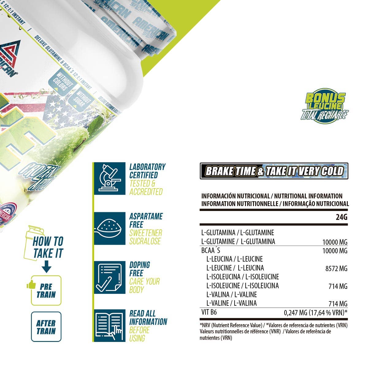 AMERICAN SUPLEMENT S.L. - Wholesale Oral Supplement/Vitamin - American Supplement | Bcaa's with Deluxe Glutamine 300 g6