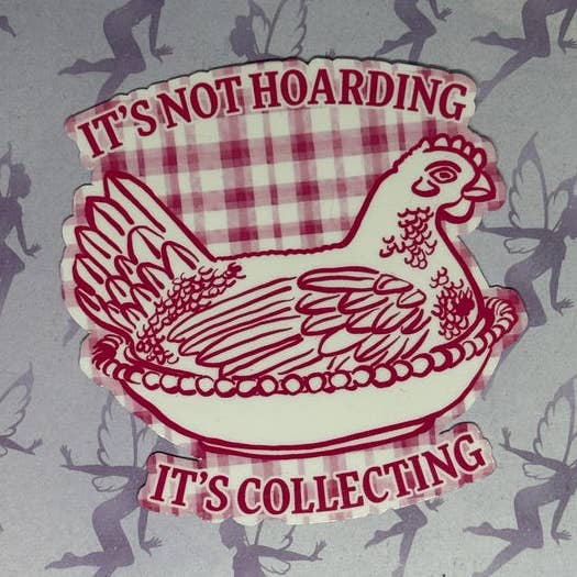 My Graphic Fairy Designs - Wholesale Sticker - Hen on Nest Sticker, Gingham Chicken Decal0