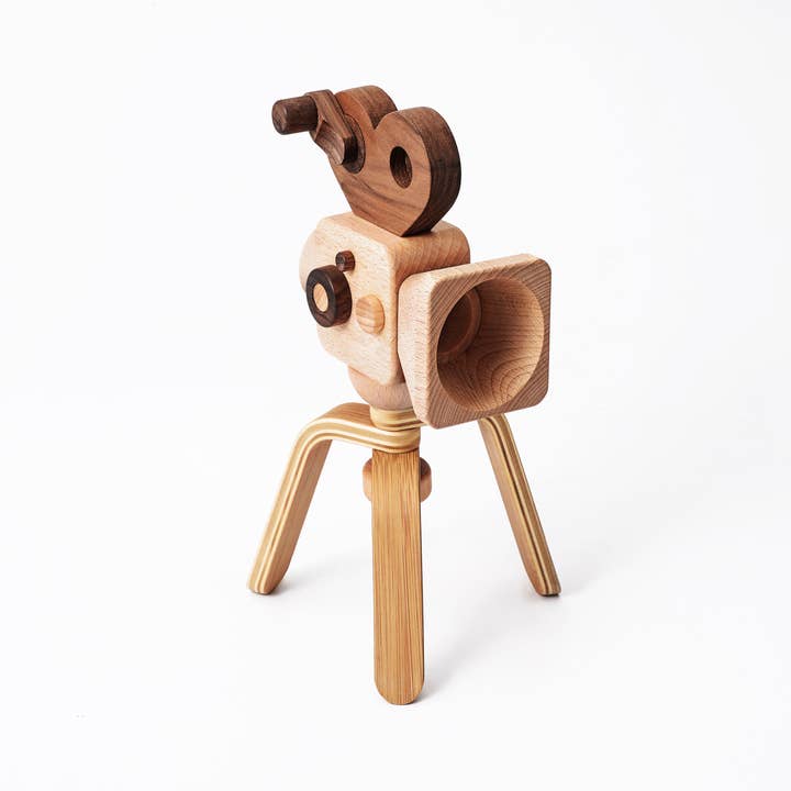 Super 16 Pro Wooden Toy Camera With Tripod for wholesale by Father's Factory