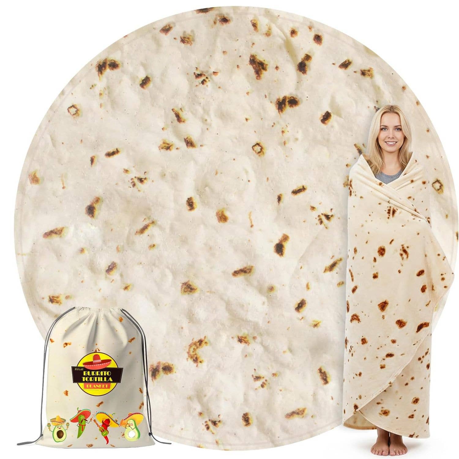 Zulay Kitchen - Wholesale Throw Blanket - Tortilla Blanket With Tinfoil/Drawstring Bag Packaging8