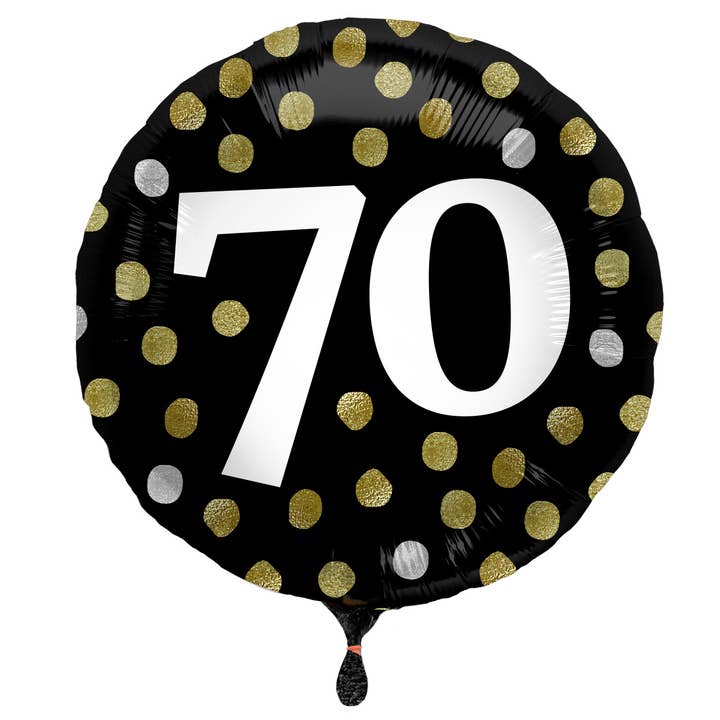 Foil Balloon Glossy Black 70 Years - 45cm for wholesale by Folat BV