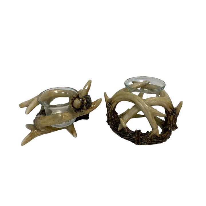 Rustic Antler Tealight Candle Holder – Set of 2 for wholesale by De Leon Collections