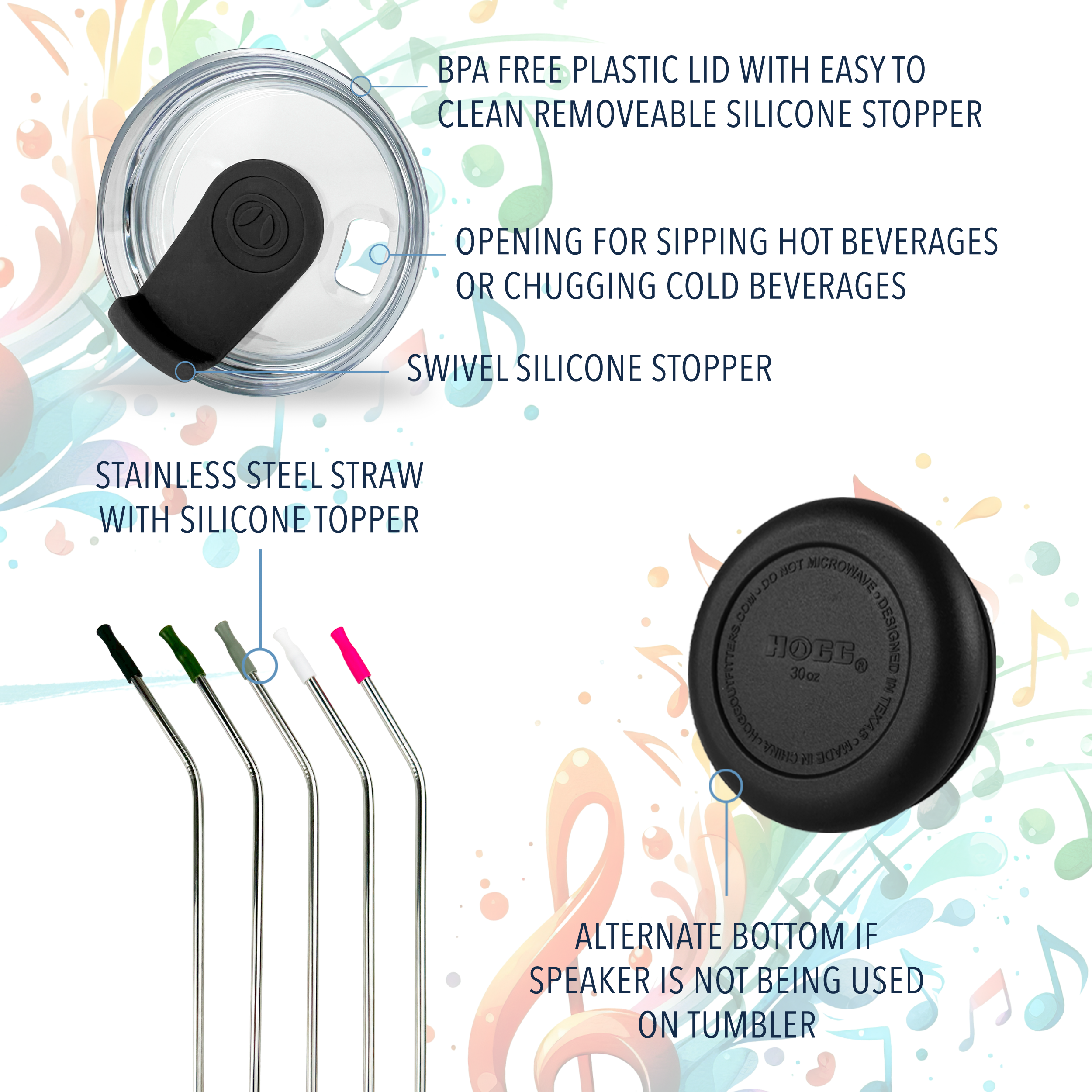 Hogg Outfitters - Wholesale Insulated Mug/Tumbler - 30oz Grippy Speaker Tumbler, Bluetooth Speaker Cup4